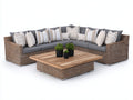 Canapé de jardin - Résine tressée-Textile - 276 x 216 x 76cm - Brun-Anthracite - Naturel