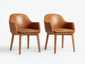 Chaise de salle à manger - Cuir-bois - 58x60x82 cm - Marron - Moderne
