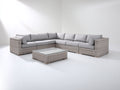 Canapé de jardin - Résine tressée-Textile - 292 x 258 x 73cm - Grège-Gris clair - Contemporain