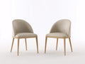 Chaise de salle à manger - Cuir - Bois - 55 x 57 x 81 cm - Beige-Bois naturel - Style contemporain