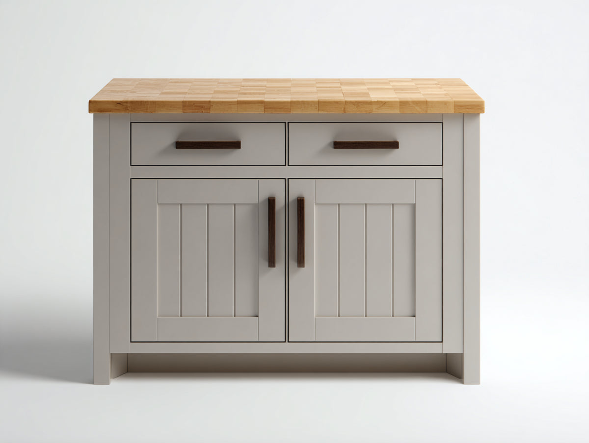 Buffet - Bois - 120 x 40 x 90 cm - Gris-Bois naturel - Style campagne moderne