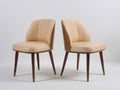 Chaise de salle à manger - Cuir - Bois - Métal - 56 x 54 x 82 cm - Beige-Bois foncé-Doré - Style contemporain