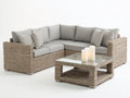 Canapé de jardin - Résine tressée-Textile - 228 x 228 x 74cm - Beige-Gris clair - Moderne