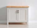 Buffet - Bois-Métal - 95 x 40 x 85 cm - Blanc-Bois naturel - Style campagne moderne