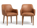 Chaise de salle à manger - Cuir-bois - 60x61x84 cm - Marron - Moderne