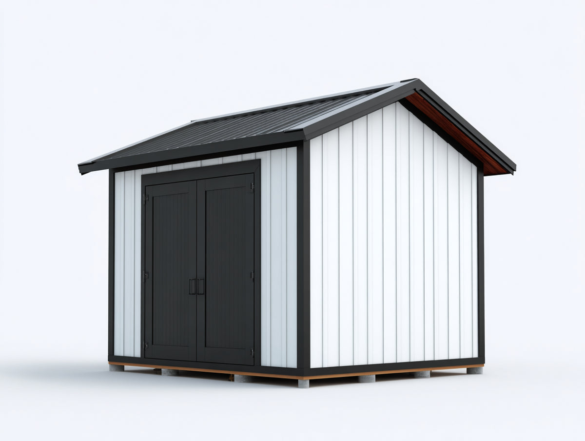 Abri de jardin - Acier galvanisé - 240 x 180 x 230 cm - Blanc-Anthracite - Moderne