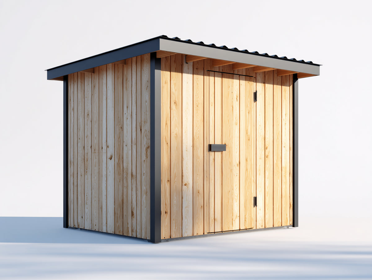 Abri de jardin - Bois - 190 x 140 x 215 cm - Bois naturel-Anthracite - Moderne