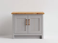Buffet - Bois - 95 x 40 x 85 cm - Gris clair-Bois naturel - Style campagne moderne