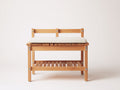 Banc de jardin - Bois-Textile - 100x43x72 cm - Bois naturel-Blanc cassé - Rustique