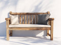 Banc de jardin - Bois-Textile - 145x60x88 cm - Bois naturel-Beige clair - Rustique