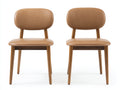 Chaise de salle à manger - Cuir - Bois - 52 x 54 x 82 cm - Camel-Bois brun - Style contemporain