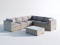 Canapé de jardin - Résine tressée-Textile - 264 x 206 x 74cm - Beige-Gris taupe - Moderne