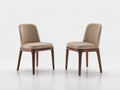 Chaise de salle à manger - Cuir - Bois - 52 x 56 x 86 cm - Beige taupe-Bois foncé - Style contemporain