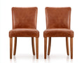 Chaise de salle à manger - Cuir-Bois - 50 x 54 x 89 cm - Cognac-Bois naturel - Style contemporain