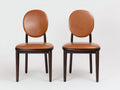 Chaise de salle à manger - Cuir - Bois - 52 x 55 x 88 cm - Marron cognac-Bois foncé - Style contemporain