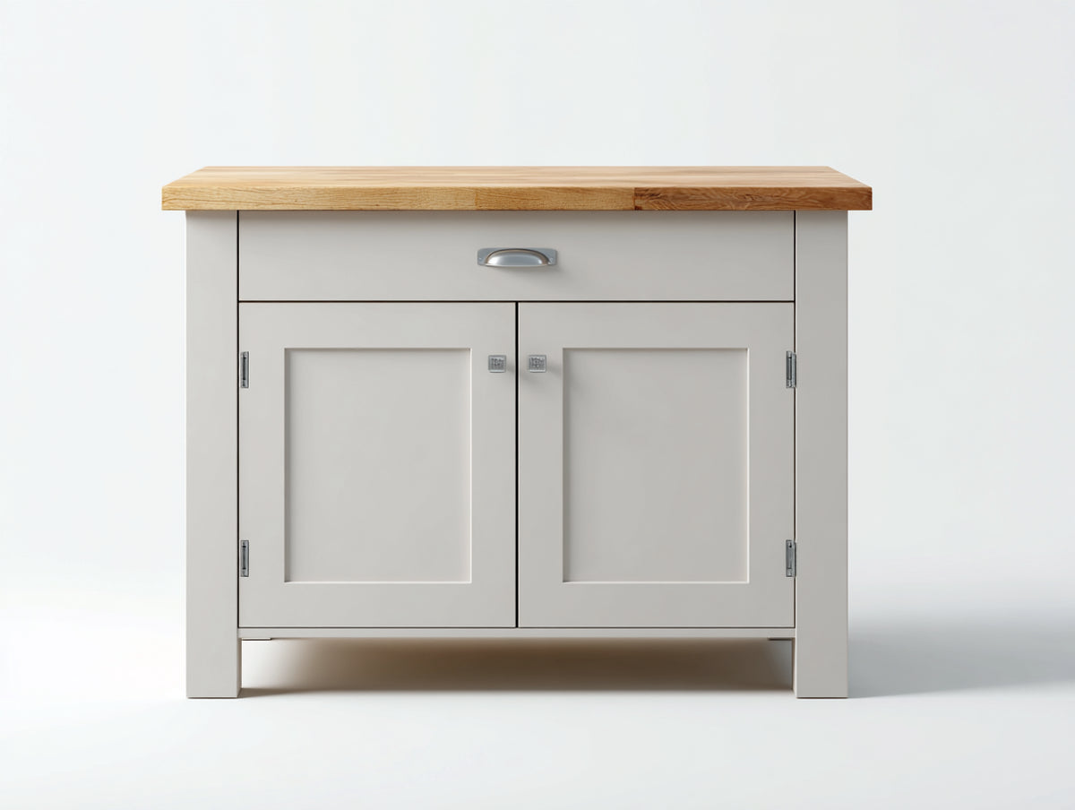 Buffet - Bois-Métal - 100 x 45 x 85 cm - Gris clair-Bois naturel - Style campagne moderne