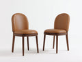 Chaise de salle à manger - Cuir - Bois - 51 x 54 x 86 cm - Marron cognac-Bois foncé - Style contemporain