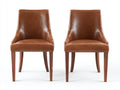 Chaise de salle à manger - Cuir-Bois - 53 x 56 x 91 cm - Cognac-Bois brun - Style contemporain