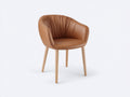 Chaise de salle à manger - Cuir - Bois - 60 x 58 x 80 cm - Marron cognac-Bois naturel - Style contemporain