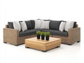 Canapé de jardin - Résine tressée-Textile - 238 x 238 x 76cm - Brun-Anthracite - Moderne