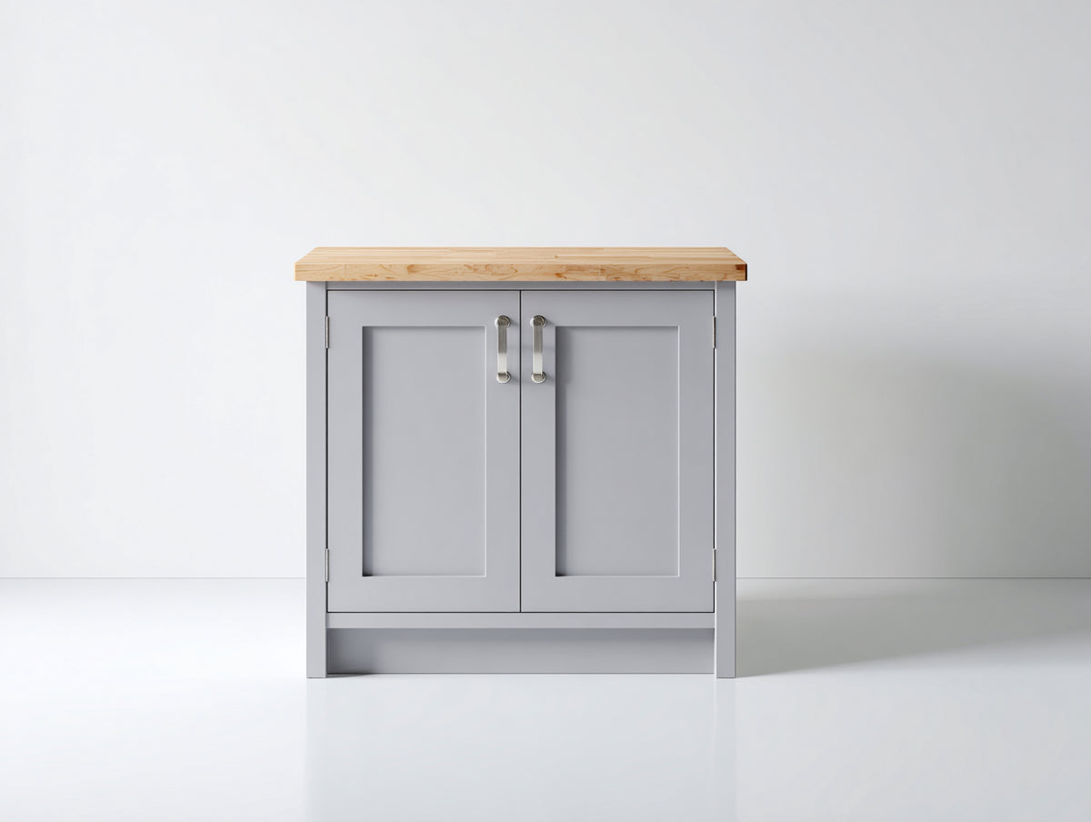 Buffet - Bois - 85 x 40 x 80 cm - Gris-Bois naturel - Style campagne moderne